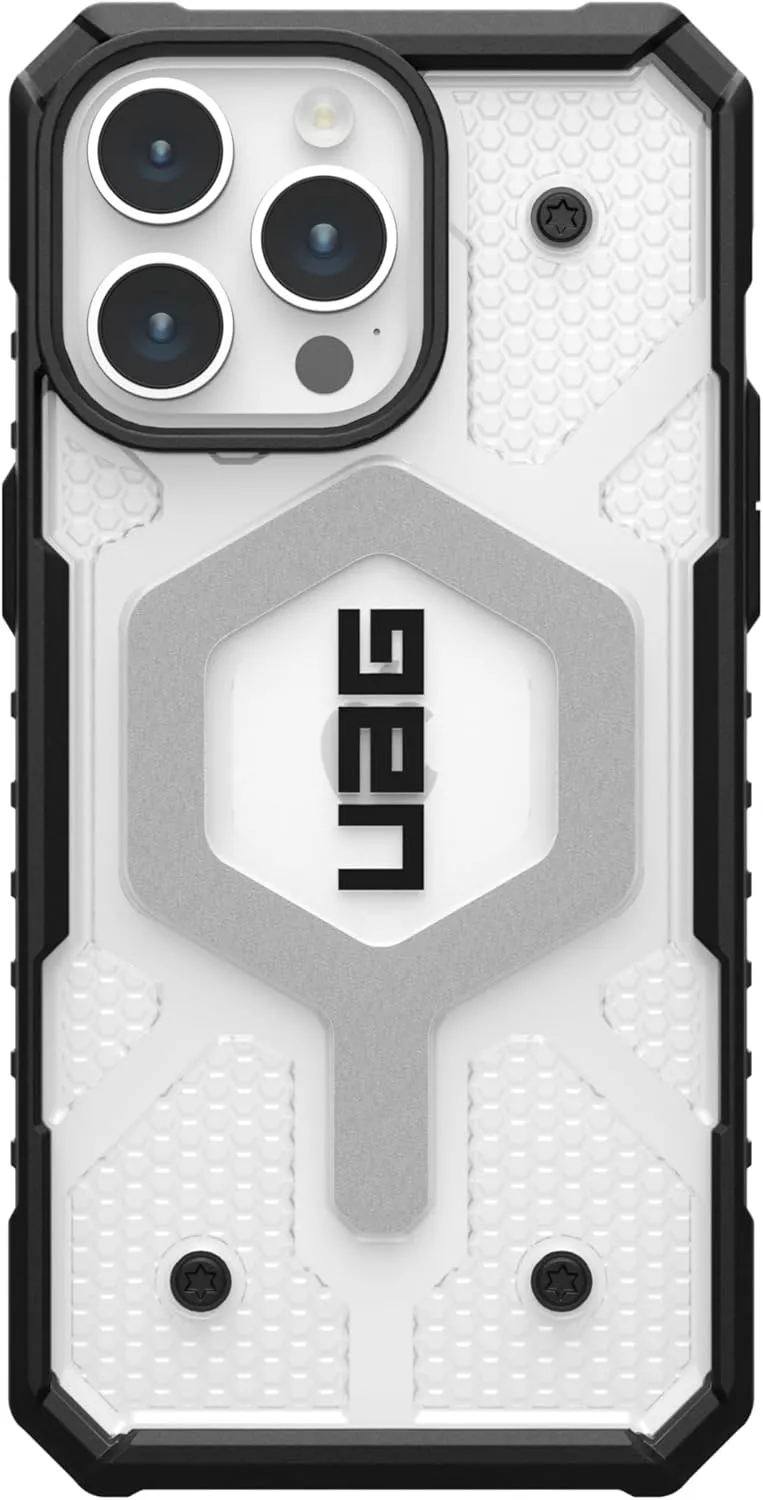 URBAN ARMOR GEAR UAG Case [Updated Version] Compatible with iPhone 15 Pro Max Case 6.7" Pathfinder Clear Ice/Silver Built-in Magnet Compatible with MagSafe Charging Rugged Transparent Protective Cover