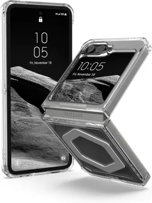URBAN ARMOR GEAR UAG Compatible with Samsung Galaxy Z Flip 6 Case Plyo Pro Ice/Silver, Rugged Anti-Yellowing Transparent Clear Compatible with Magnetic Charging Military Grade Protective Cover