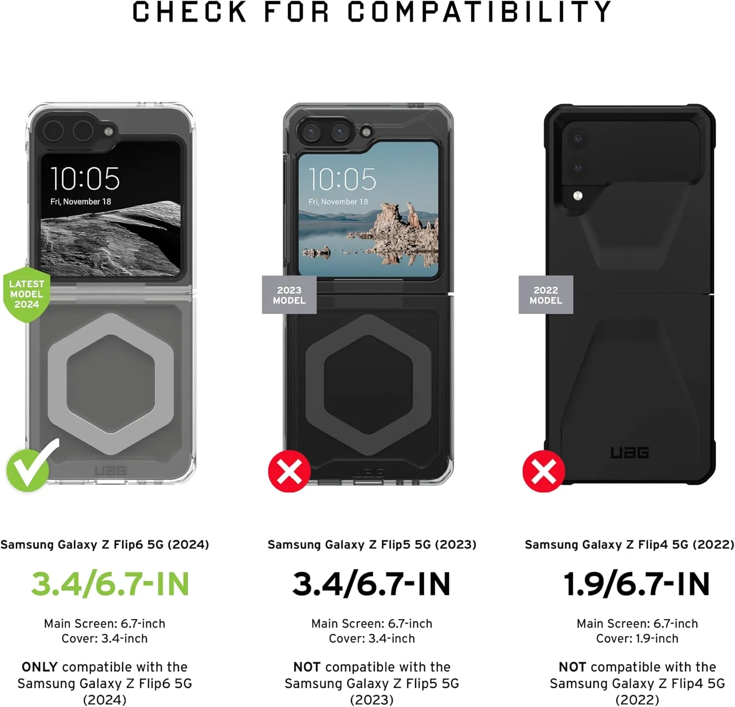 URBAN ARMOR GEAR UAG Compatible with Samsung Galaxy Z Flip 6 Case Plyo Pro Ice/Silver, Rugged Anti-Yellowing Transparent Clear Compatible with Magnetic Charging Military Grade Protective Cover