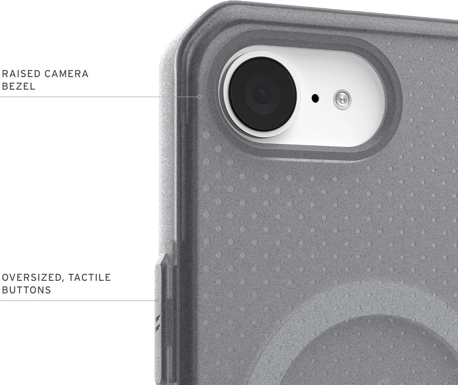 URBAN ARMOR GEAR UAG Designed for iPhone 16e Case Dot - Compatible with MagSafe Rugged Lightweight Textured Clear Military Grade Drop Proof Protective Cover, Ash