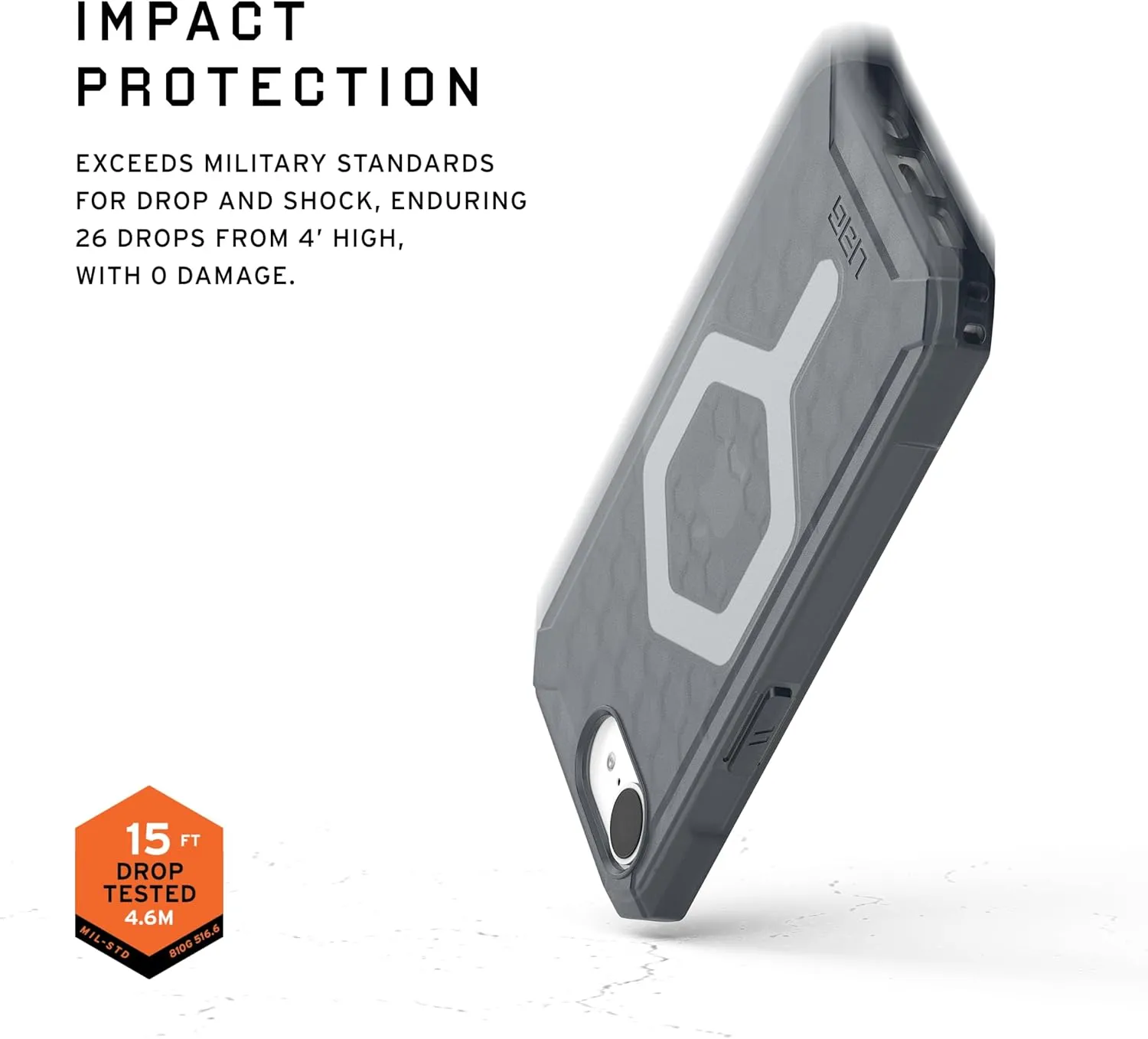 URBAN ARMOR GEAR UAG Designed for iPhone 16e Case Essential Armor - Compatible with MagSafe Rugged Military Grade Drop Proof Clear Protective Cover, Translucent Ash
