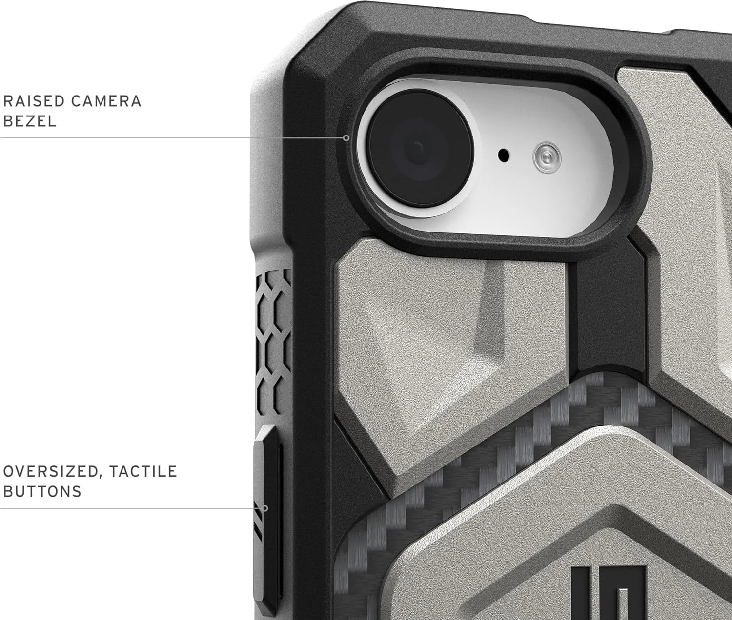 URBAN ARMOR GEAR UAG Designed for iPhone 16e Case Monarch Pro - Compatible with MagSafe Premium Carbon Fiber Inlay Rugged Military Grade Drop Proof Protective Cover, Titanium