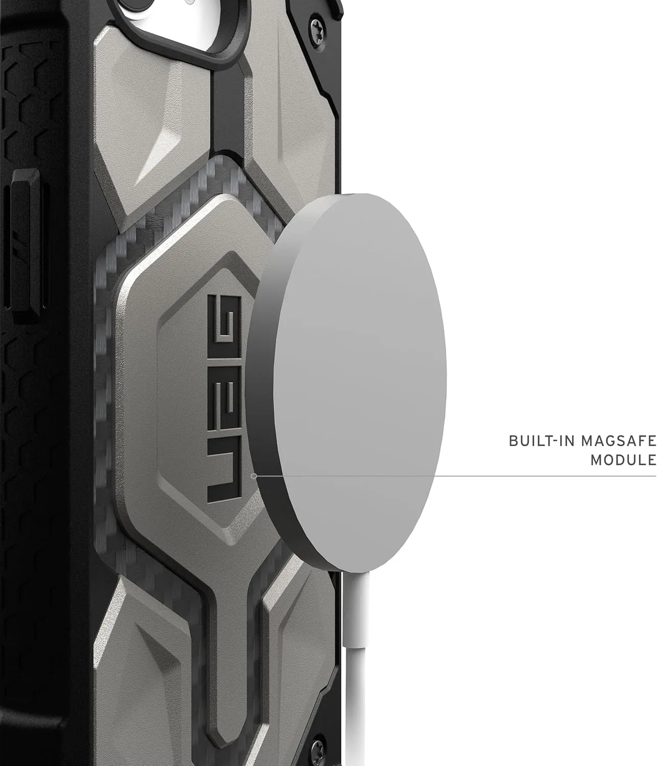 URBAN ARMOR GEAR UAG Designed for iPhone 16e Case Monarch Pro - Compatible with MagSafe Premium Carbon Fiber Inlay Rugged Military Grade Drop Proof Protective Cover, Titanium