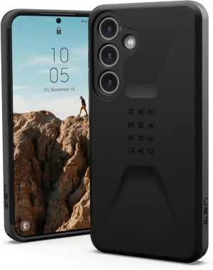 URBAN ARMOR GEAR UAG Designed for Samsung Galaxy S24 Case 6.2" Civilian Black, Rugged Military Drop-Proof Impact Resistant Non-Slip Protective Cover