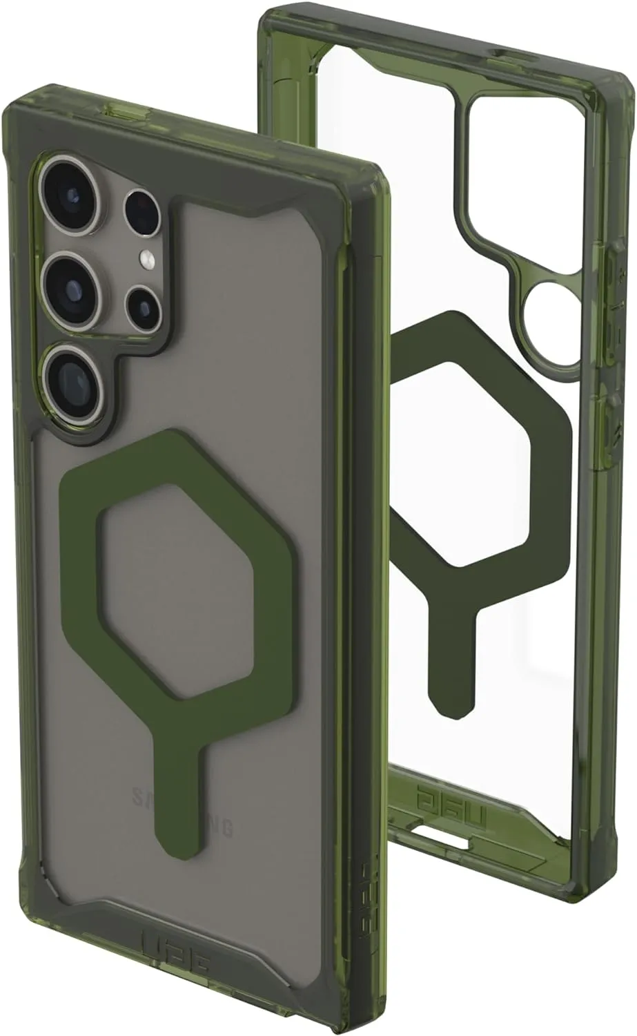 URBAN ARMOR GEAR UAG Designed for Samsung Galaxy S24 Ultra Case 6.8" Plyo Pro Ice/Olive, Magnetic Charging Anti-Yellowing Rugged Transparent Protective Cover