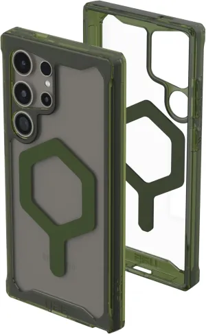 URBAN ARMOR GEAR UAG Designed for Samsung Galaxy S24 Ultra Case 6.8" Plyo Pro Ice/Olive, Magnetic Charging Anti-Yellowing Rugged Transparent Protective Cover