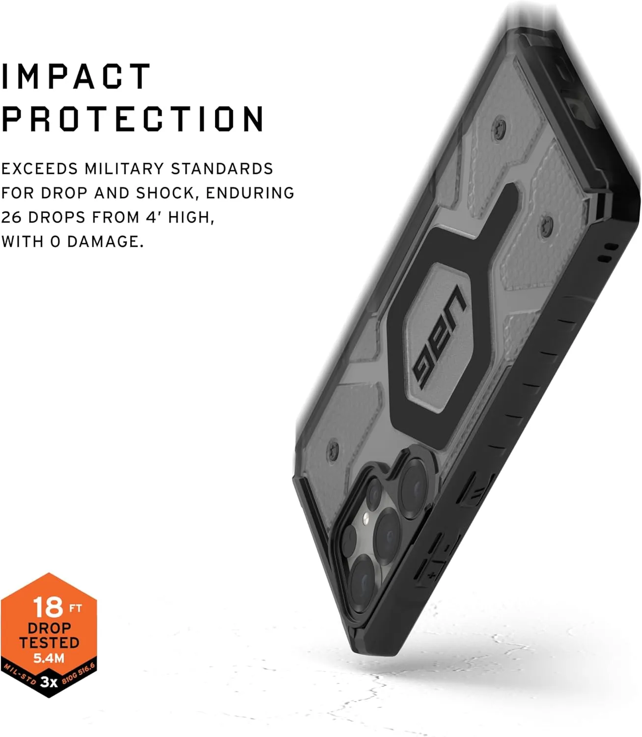 URBAN ARMOR GEAR UAG Designed for Samsung Galaxy S25 Ultra Case 6.8" Pathfinder Clear - Compatible with Magnetic Charging Transparent Rugged Military Drop Tested Protective Cover, Ash
