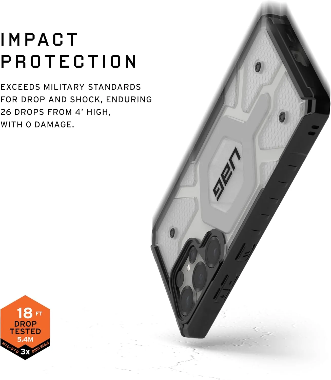 URBAN ARMOR GEAR UAG Designed for Samsung Galaxy S25 Ultra Case 6.8" Pathfinder Clear - Compatible with Magnetic Charging Transparent Rugged Military Drop Tested Protective Cover, Ice/Silver