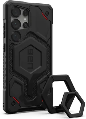 URBAN ARMOR GEAR UAG Designed for Samsung Galaxy S25 Ultra Case Monarch Pro, Compatible with Magnetic Charging Bundle with Magnetic Ring Stand (Kevlar Black   Black/Black)