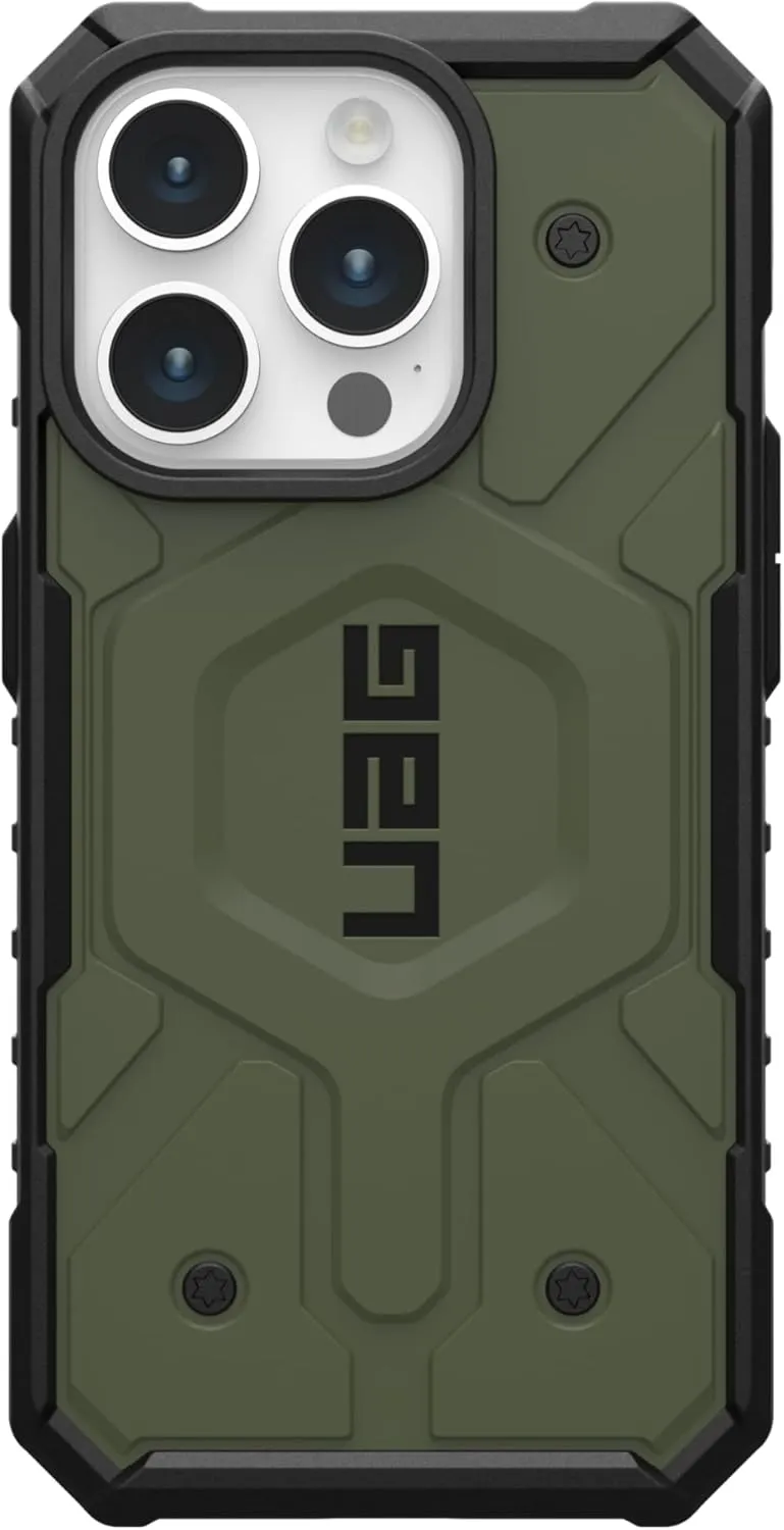 URBAN ARMOR GEAR UAG [Updated Ver] Compatible with iPhone 15 Pro Case 6.1" Pathfinder Olive Drab Built-in Magnet Compatible with MagSafe Charging Rugged Military Grade Dropproof Protective Cover