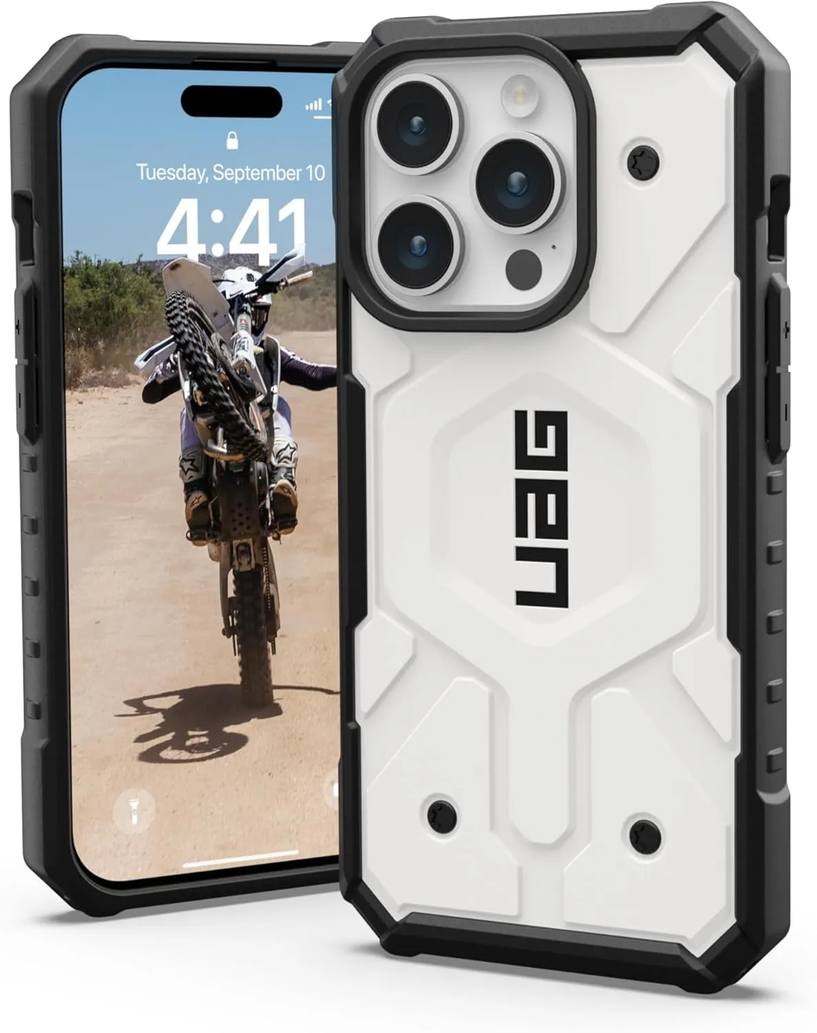 URBAN ARMOR GEAR UAG [Updated Ver] Compatible with iPhone 15 Pro Case 6.1" Pathfinder White Built-in Magnet Compatible with MagSafe Charging Rugged Military Grade Dropproof Protective Cover