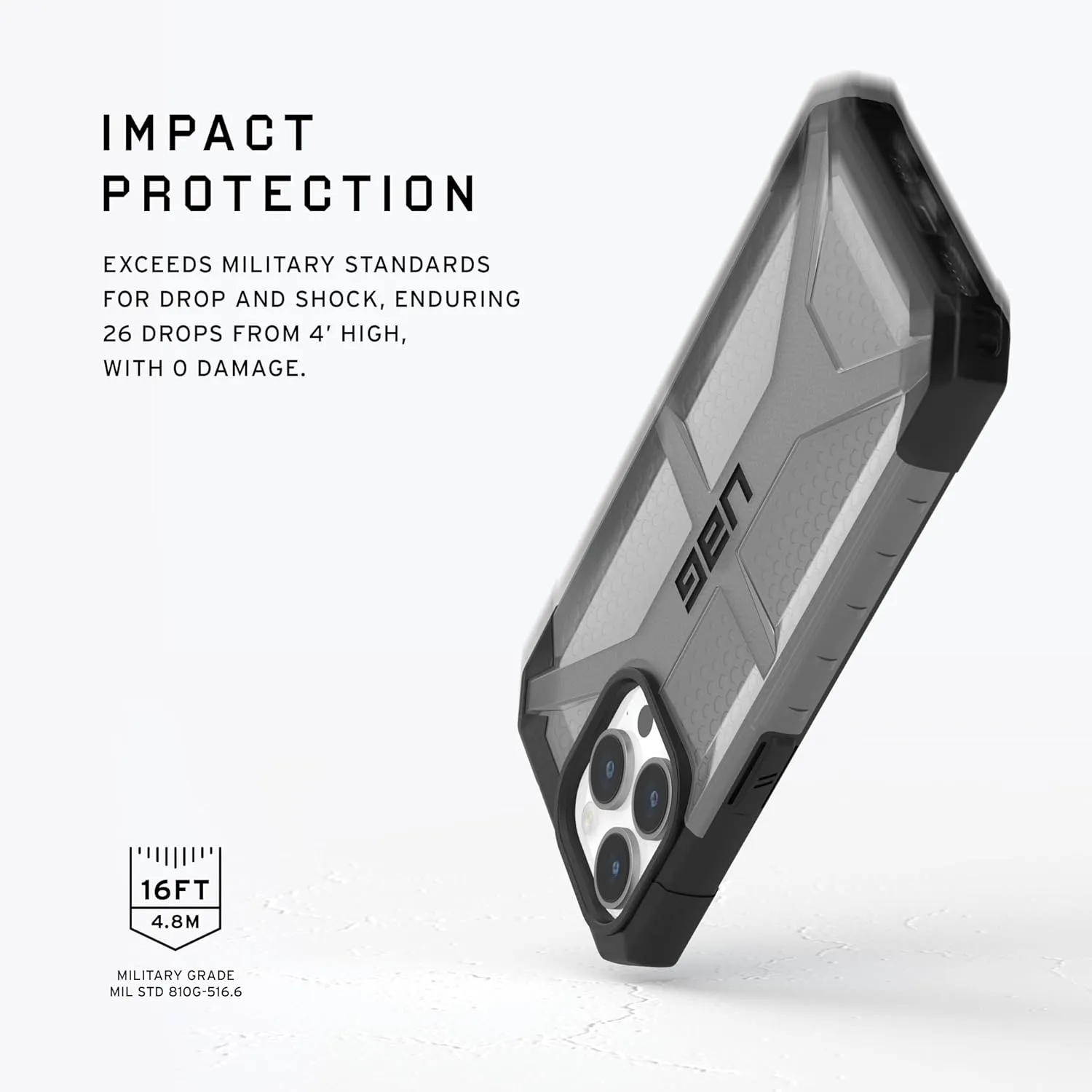 URBAN ARMOR GEAR UAG [Updated Ver] Compatible with iPhone 15 Pro Max Case 6.7" Plasma Ash Rugged Transparent Clear Military Grade Drop Tested Protective Cover
