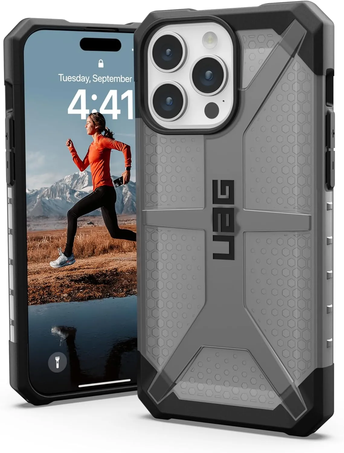 URBAN ARMOR GEAR UAG [Updated Ver] Compatible with iPhone 15 Pro Max Case 6.7" Plasma Ash Rugged Transparent Clear Military Grade Drop Tested Protective Cover