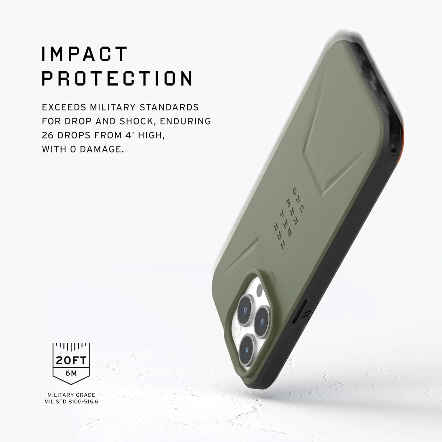 URBAN ARMOR GEAR UAG [Updated Version] Case Compatible with iPhone 15 Pro Max Case 6.7" Civilian Olive Drab Built-in Magnet Compatible with MagSafe Charging Rugged Mil-Grade Dropproof Protective Cover