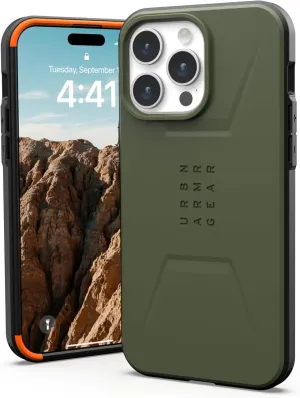 URBAN ARMOR GEAR UAG [Updated Version] Case Compatible with iPhone 15 Pro Max Case 6.7" Civilian Olive Drab Built-in Magnet Compatible with MagSafe Charging Rugged Mil-Grade Dropproof Protective Cover