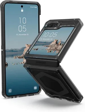 URBAN ARMOR GEAR [Updated Version] UAG Case for Samsung Galaxy Z Flip 5 2023 Plyo Pro Ash/Space Grey, Rugged Anti-Yellowing Transparent Clear Compatible with Magnetic Charging Protective Cover