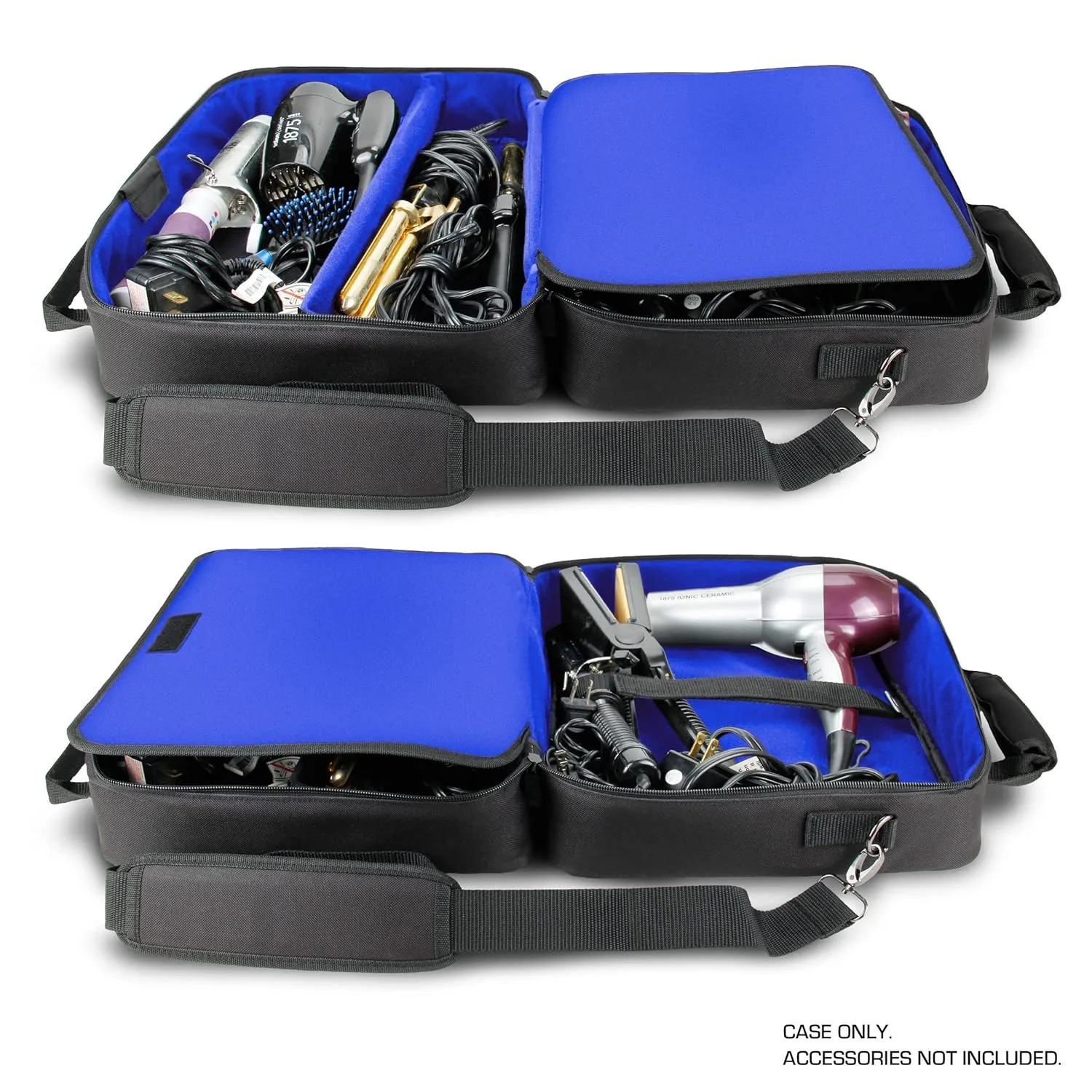 USA Gear Large Hairstylist Traveling Bag - Hair Salon Case - Customizable Interior with Adjustable Dividers - Fit All Hair Equipment Blow Dryer, Barber Tools, Curling Iron, Brushes (Blue)