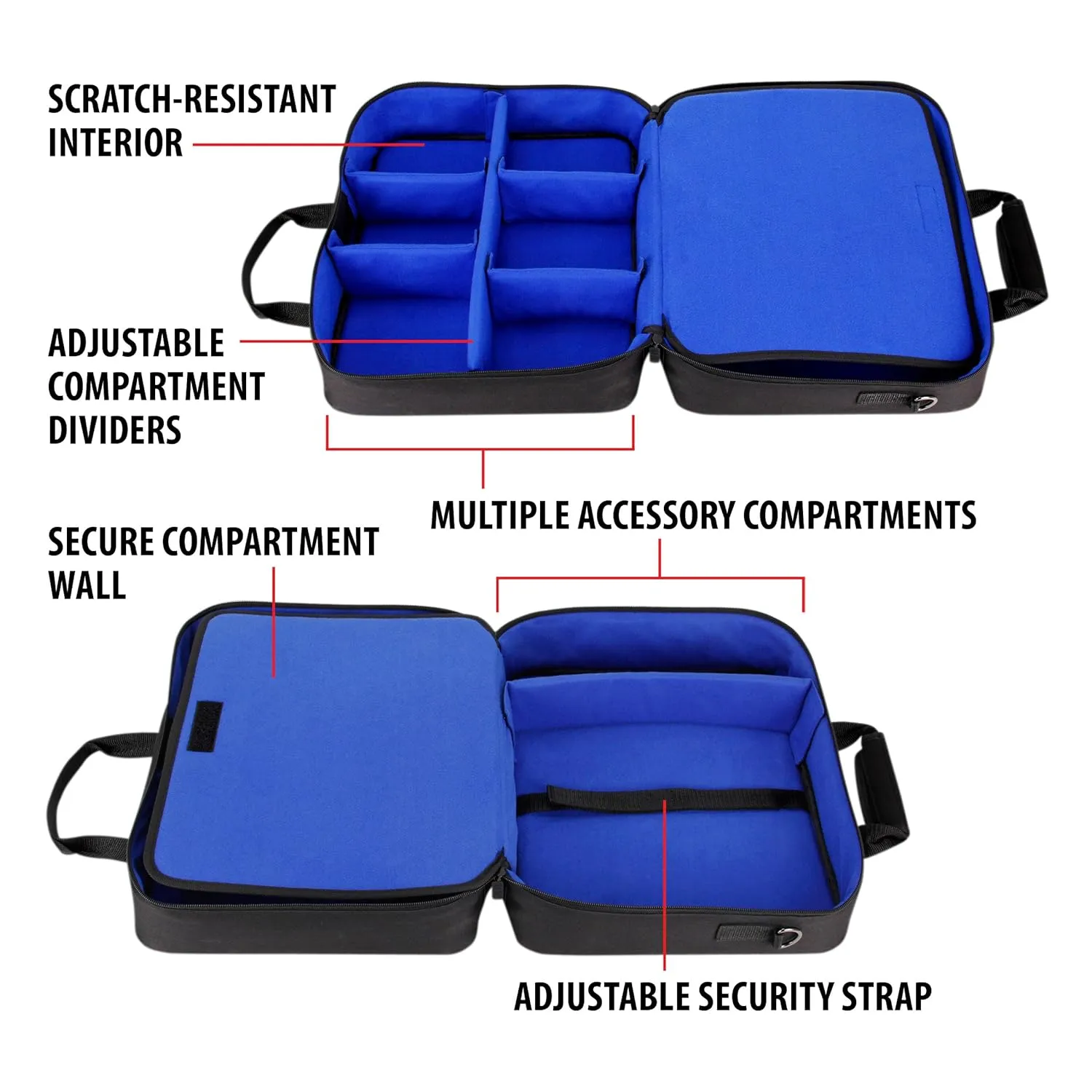 USA Gear Large Hairstylist Traveling Bag - Hair Salon Case - Customizable Interior with Adjustable Dividers - Fit All Hair Equipment Blow Dryer, Barber Tools, Curling Iron, Brushes (Blue)