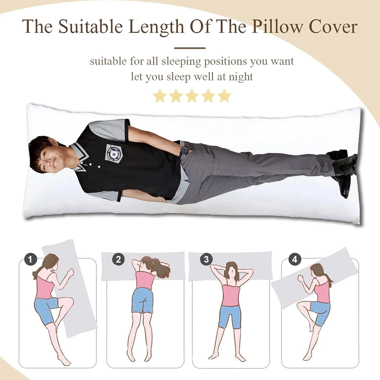 V Hug Body Pillow Case Singger Pillowcase Cover for Fans 20"x59"(50x150cm)