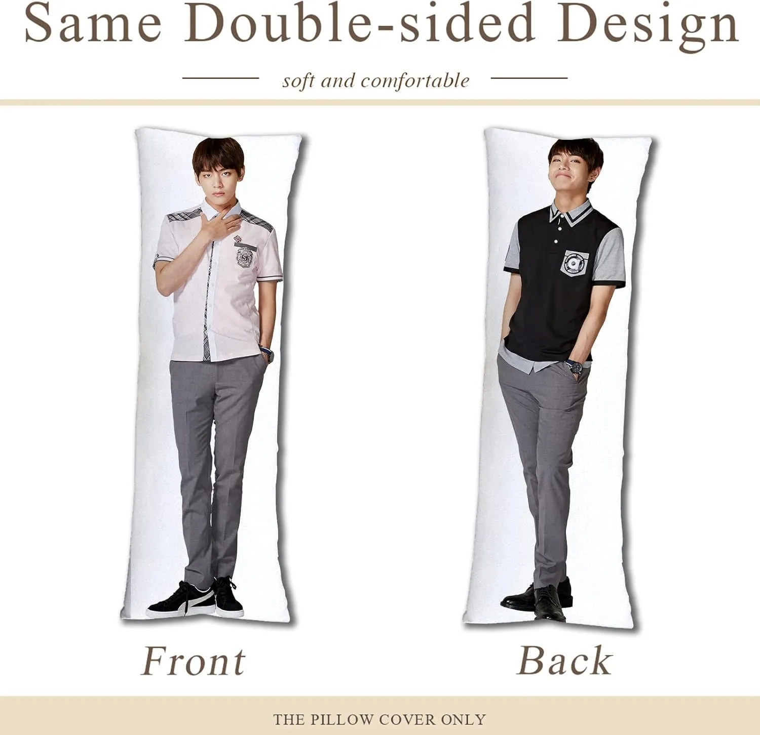 V Hug Body Pillow Case Singger Pillowcase Cover for Fans 20"x59"(50x150cm)