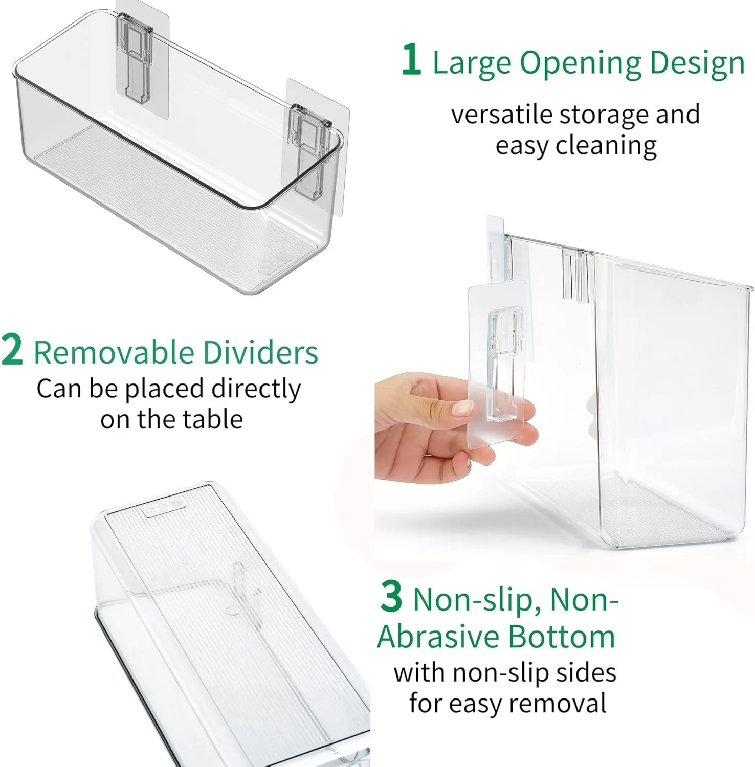 vacane Plastic Over Cabinet Door Organizer, Adhesive Mount Storage Organizer Container Makeup Organizer Hanging Basket Bins For Craft Room, Pantry, Office, Space Saving Holder for Kitchen Bags-M
