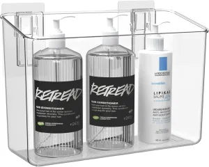 vacane Plastic Over Cabinet Door Organizer, Adhesive Mount Storage Organizer Container Makeup Organizer Hanging Basket Bins For Craft Room, Pantry, Office, Space Saving Holder for Kitchen Bags-M