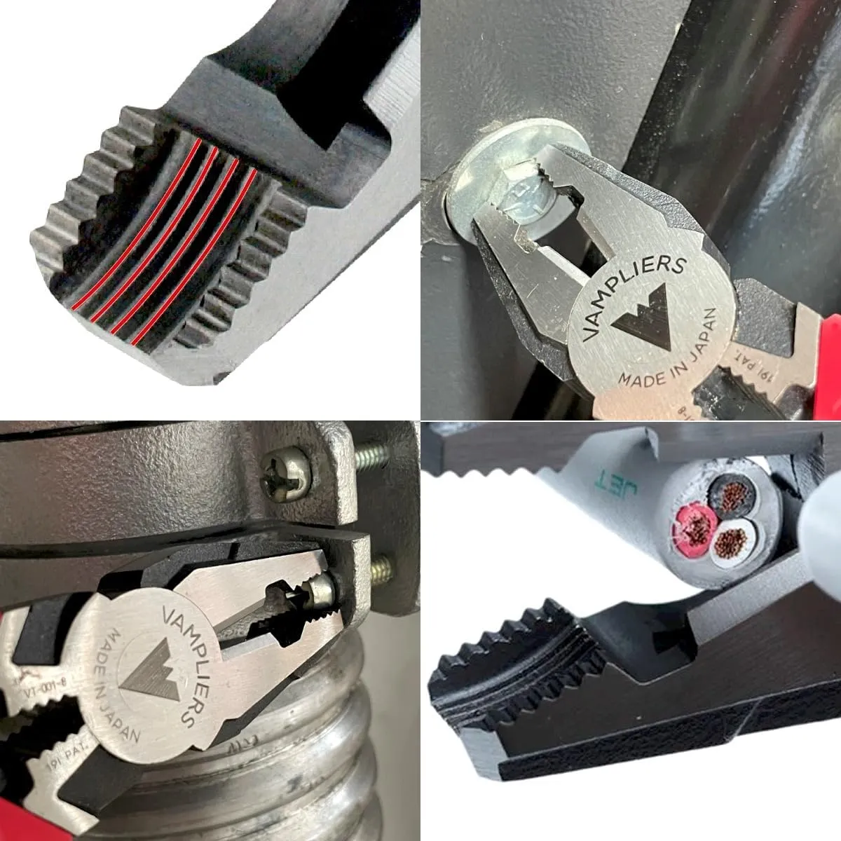 VAMPLIERS 8" Stripped Screw Extractor Linesman Pliers. Made in Japan. Professional Grade Heavy Duty Combination Pliers, Stripped Screw Removal Tool.