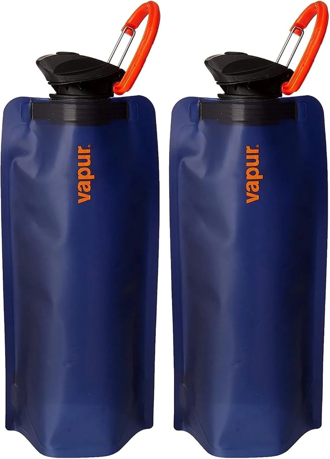 Vapur Flexible, Collapsible Wide Mouth Anti-Bottle with Detachable Carabiner, 34 Ounce, Night Blue, Pack of 2