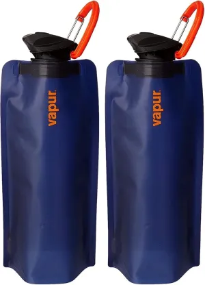 Vapur Flexible, Collapsible Wide Mouth Anti-Bottle with Detachable Carabiner, 34 Ounce, Night Blue, Pack of 2