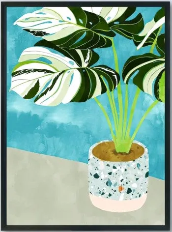 Variegated Monstera in Pot Art Print