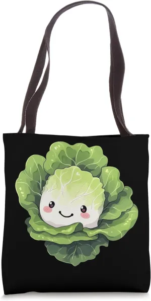 Vegan Cabbage Kawaii Vegetarian Vegetable Tote Bag