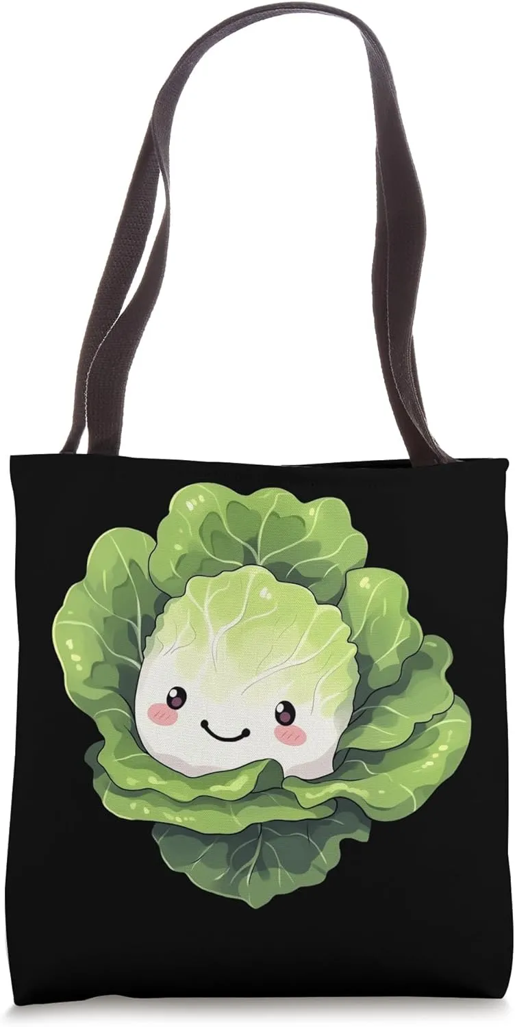 Vegan Cabbage Kawaii Vegetarian Vegetable Tote Bag