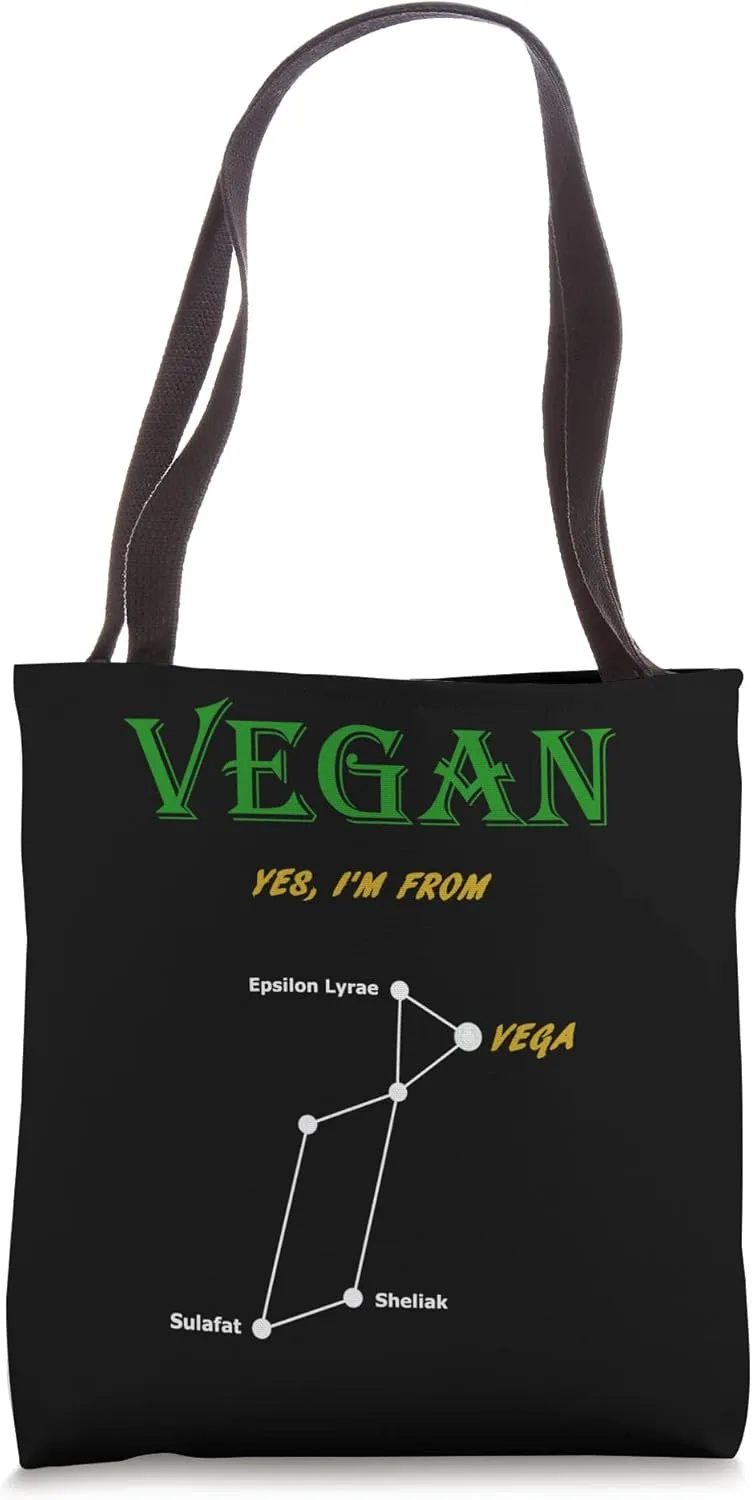VEGAN from Vega star proud plant-based diet astronomy funny Tote Bag