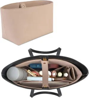 Vegan Leather Tote Bag Organizer Insert,Multi-Pocket Purse Organizers,with 15-Inch Laptop Compatible with Saint Laurent Tote E/W、LV Neverfull MM and More(SL)