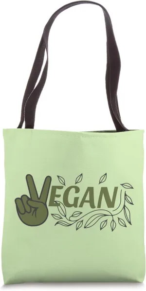 Vegan Saying Peace Sign Design / Promote Plant Based Diet Tote Bag