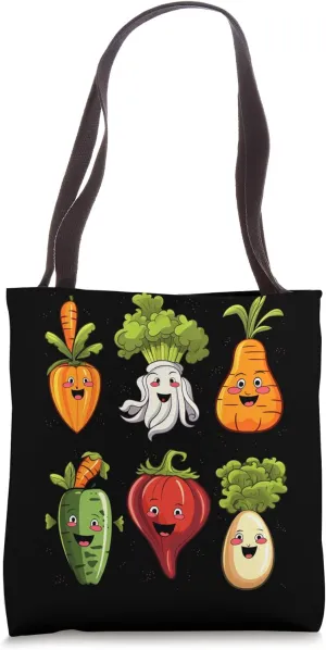 Vegan Vegetables Vegetarian Plant-Based Kawaii Tote Bag