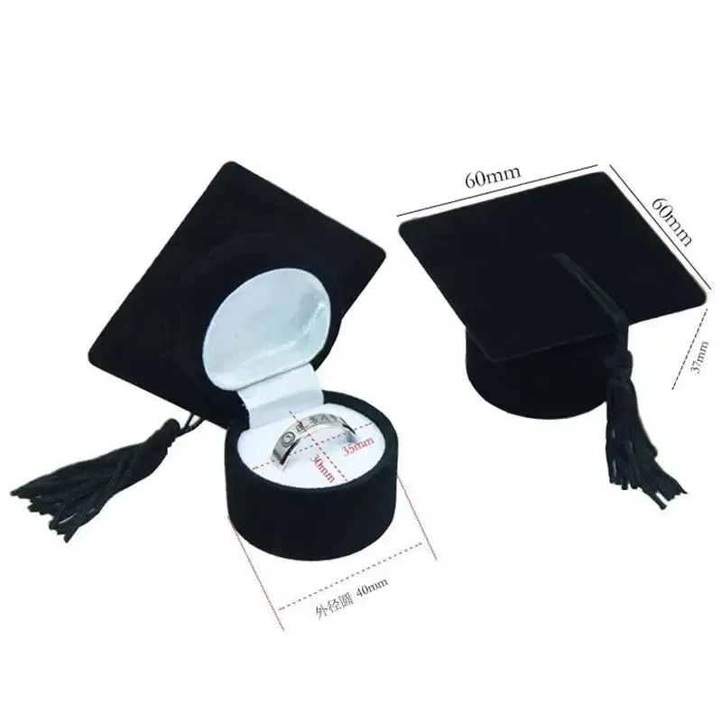Velvet Ring Box Graduation Bachelor Cap Jewelry Packging Box Wedding Engagement Earring Box Graduation Gift Jewelry Organizer