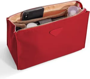 Vercord Nylon Purse Organizer Insert for Hangbags Comestic Storage Toiletry Kit Bag in Bag with Zipper Pocket Red S