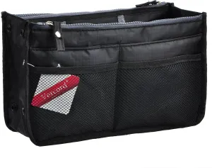 Vercord Updated Purse Handbag Organizer Insert Liner Bag in Bag 13 Pockets Black Large