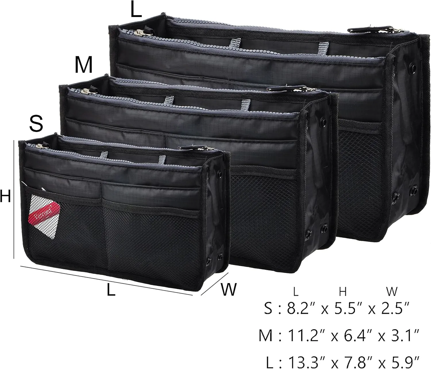 Vercord Updated Purse Handbag Organizer Insert Liner Bag in Bag 13 Pockets Black Large