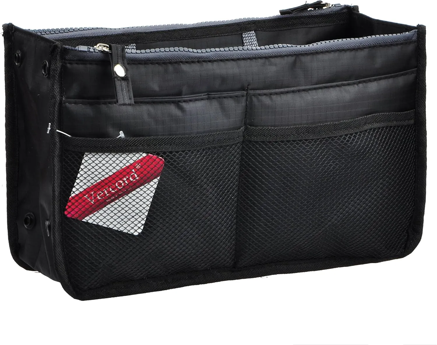 Vercord Updated Purse Handbag Organizer Insert Liner Bag in Bag 13 Pockets Black Small