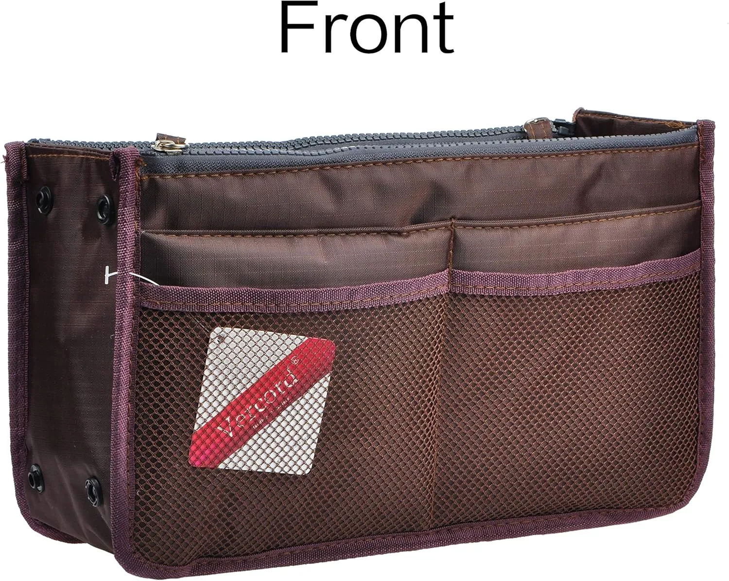Vercord Updated Purse Handbag Organizer Insert Liner Bag in Bag 13 Pockets Coffee Small