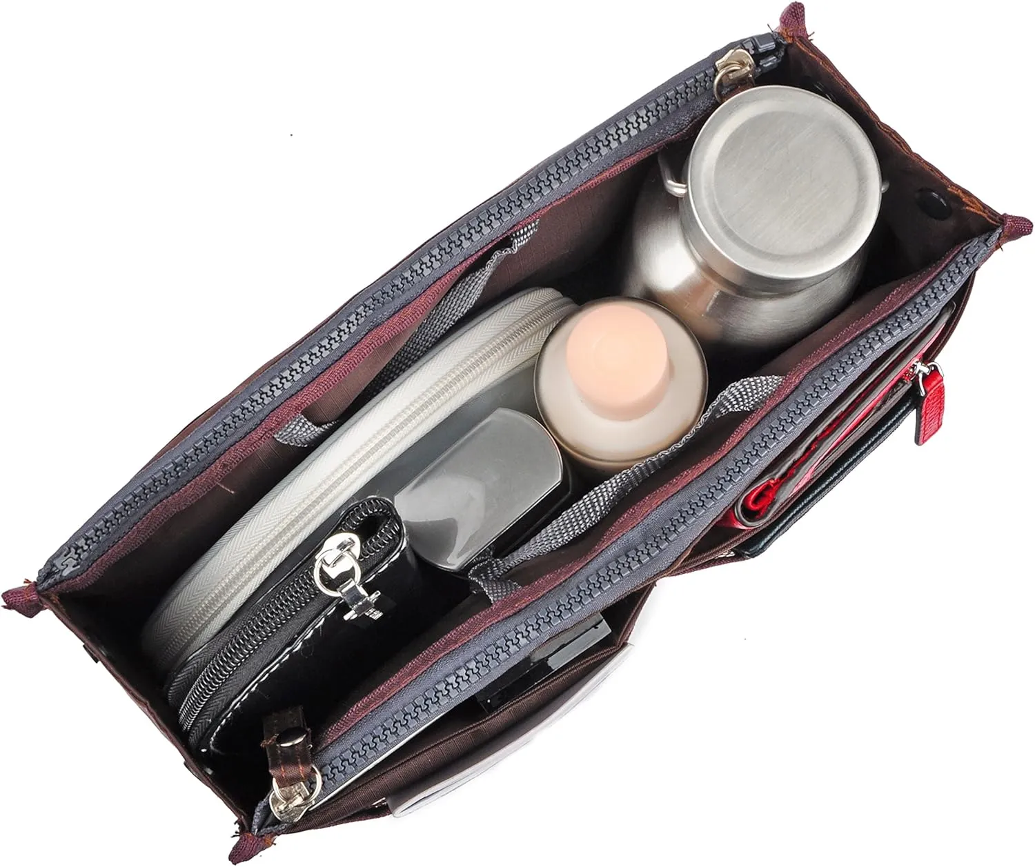 Vercord Updated Purse Handbag Organizer Insert Liner Bag in Bag 13 Pockets Coffee Small