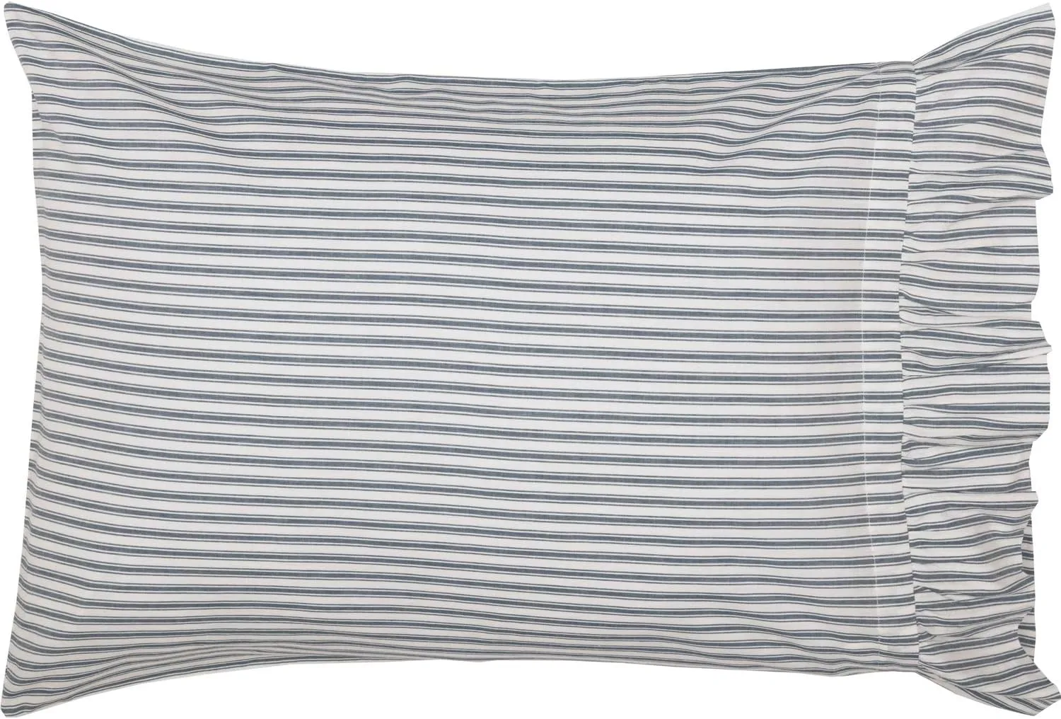 VHC Brands Sawyer Mill Ticking Striped Cotton Farmhouse Standard Bedding Accessory, Pillowcase Set 21x30, Blue Denim