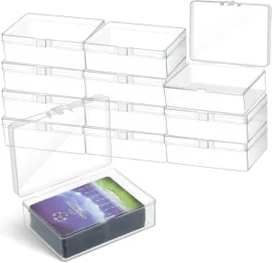 Vicenpal 12 Pcs Playing Card Boxes Clear Plastic Deck Cases Trading Card Storage Boxes Compatible with MTG TCG 100 Game Cases Holder 4.45 x 2.91 x 1.35 Inch