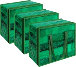 Vieshful Green 40L Clear Clothes Storage Bag Colorful Clothes Organizer with Zipper Vinyl Storage Bag for Comforter, Blanket, Bedding, Duvet, Transparent Moving Totes 3 Pack