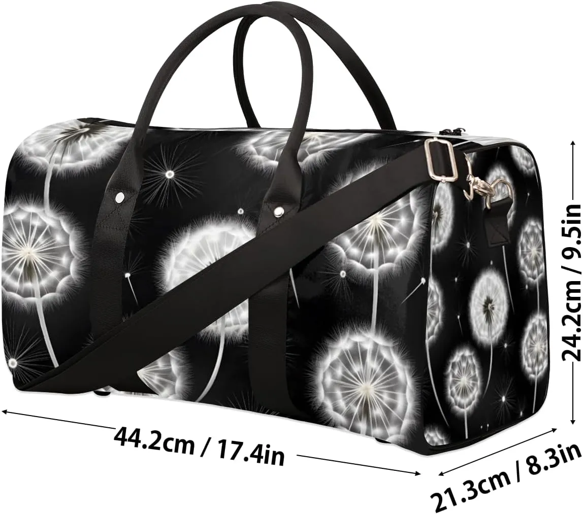 Vintage Dandelion Travel Duffle Bag for Women Men Gym Duffel Foldable Bag Waterproof Weekender Rustic Farm Plant Duffle Tote