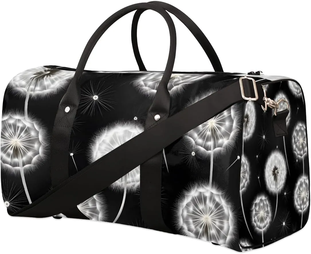 Vintage Dandelion Travel Duffle Bag for Women Men Gym Duffel Foldable Bag Waterproof Weekender Rustic Farm Plant Duffle Tote