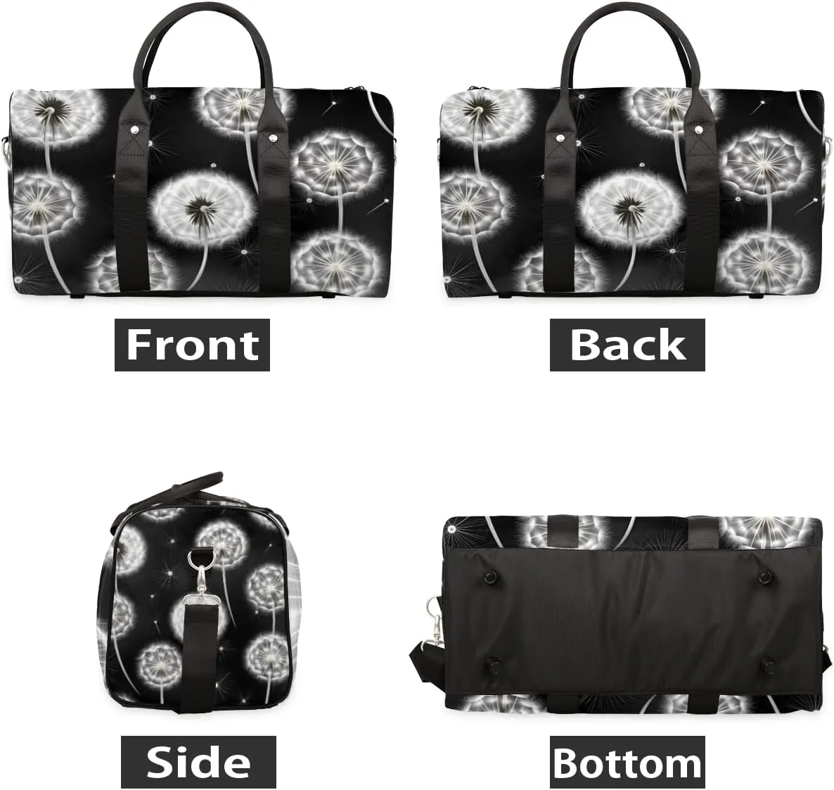 Vintage Dandelion Travel Duffle Bag for Women Men Gym Duffel Foldable Bag Waterproof Weekender Rustic Farm Plant Duffle Tote
