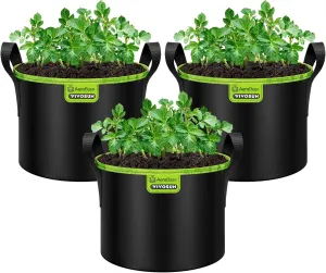 VIVOSUN 3-Pack 5-Gallon AeroBase Grow Bag, Durable Mesh Fabric Plant Container with Breathable Base and Sturdy Handles, Black